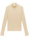 Courrèges Rib-knit Mock-neck Jumper In Neutrals