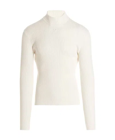 Courrèges Rib-knit Mock-neck Jumper In White