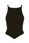 Courrèges Signature Rib Knit Viscose Top In Brown