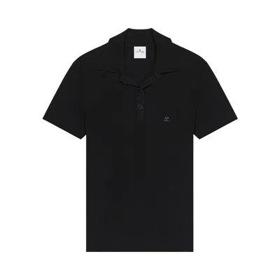 Pre-owned Courrèges Rib Knit Polo 'black' | Men's Size M