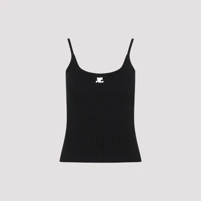 Courrèges Rib Knit Tank Top In Black