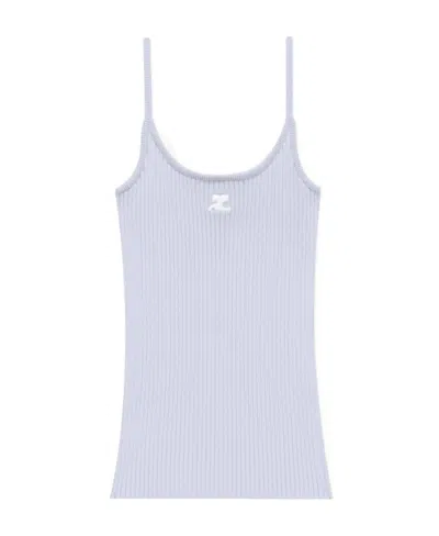 Courrèges Rib-knit Tank-top In White