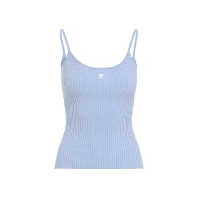 Courrèges Courreges Rib Knit Tank Top Women In Blue