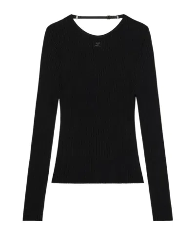 COURRÈGES COURRÈGES LINGERIE-DETAILED RIBBED-KNIT JUMPER