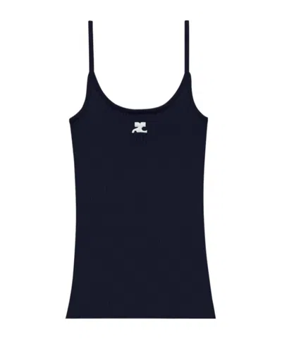 Courrèges Rib Knitted Vest In Black