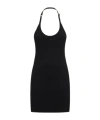 Courrèges White Stretch Cotton Fitted Mini Dress In Black