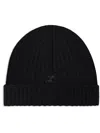 Courrèges Logo-patch Ribbed Beanie In Black