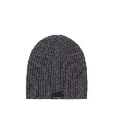 Courrèges Ac Ribbed Beanie - Courreges - Wool - Grey
