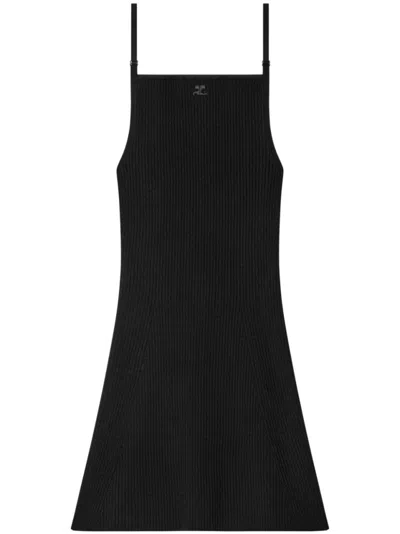 Courrèges Courregès Logo Mini Dress In Black