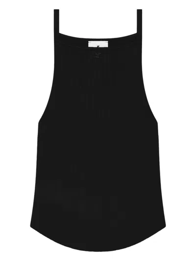 Courrèges Ribbed Black Sleeveless Top