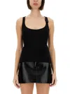 Courrèges Courreges Black Racerback Tank Top With Logo Patch