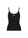 Courrèges Reedition Logo Ribbed-knit Tank In Black