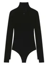 Courrèges Fitted Long Sleeve Ribbed Bodysuit In Black