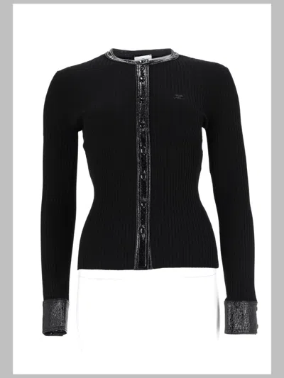 Courrèges Courreges Ribbed Button-front Cardigan In Black