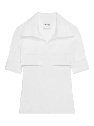 Courrèges Ribbed Chest-pocket T-shirt In White