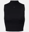 Courrèges Black Mockneck Light Rib Cropped Tank Top In Black