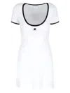 Courrèges Ribbed Cotton Mini Dress With Logo Embroidery In White