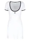Courrèges Ribbed Cotton Mini Dress With Logo Embroidery In White