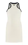 Courrèges White Cotton Mini Dress With Navy Blue Details And Halter Neck In White