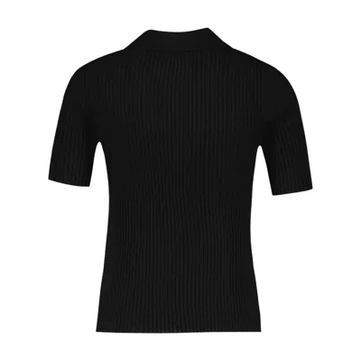 Courrèges Courreges Ribbed Cotton Polo In Black