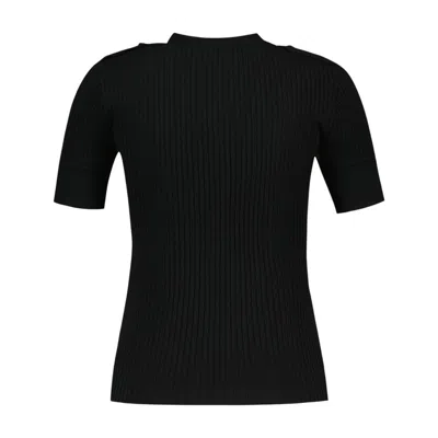 Courrèges Courreges Ribbed Cotton T-shirt In Black