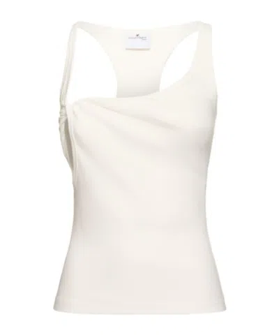 Courrèges 90s Twist Ribbed Cotton Tank Top In White
