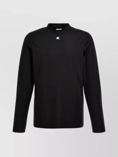 Courrèges Ribbed Crew Neck Sweater In Black