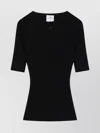 Courrèges Ribbed Crew Neck Sweater Cotton Wool In Black