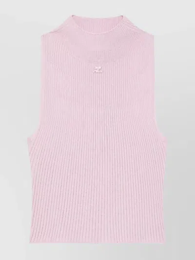 Courrèges Ribbed Crop Top Mock Neck