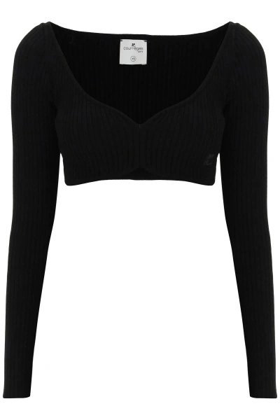 COURRÈGES RIBBED CROPPED SWEATER