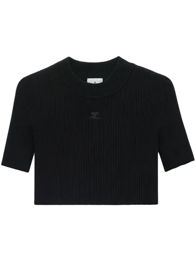 COURRÈGES RIBBED CROPPED T-SHIRT