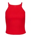 Courrèges Circle Logo Ribbed-knit Tank Top In Red