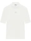 Courrèges Ribbed High Neck Short-sleeved Jumper With Subtle Logo Detail In Neutral