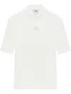Courrèges Ribbed High Neck Short-sleeved Jumper With Subtle Logo Detail In White