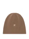 Courrèges Ribbed-knit Beanie In Brown