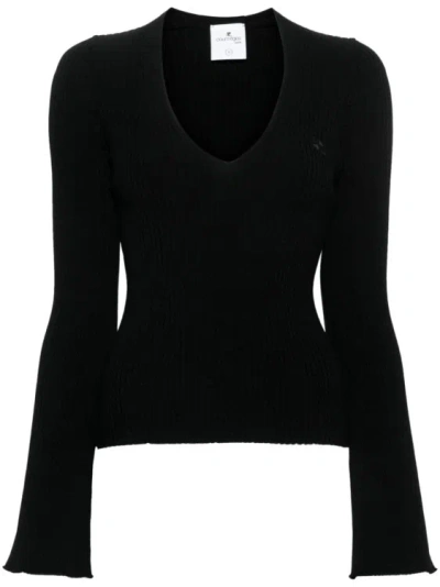Courrèges Ribbed Knit In Black