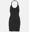 Courrèges Ribbed-knit Cotton-blend Jersey Minidress In Black