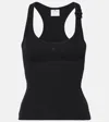 Courrèges Courreges Black Racerback Tank Top With Logo Patch In Black