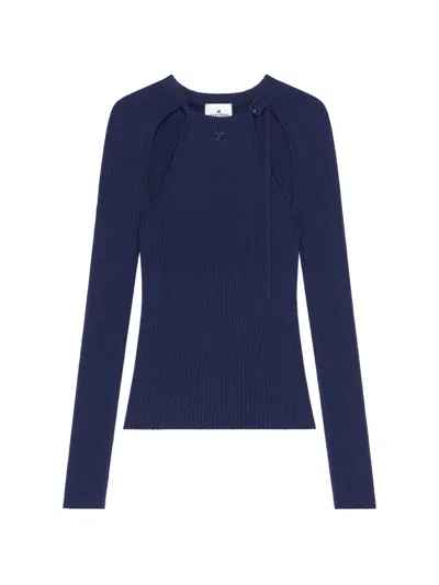 Courrèges T-shirt Mit Cut-outs In Blue