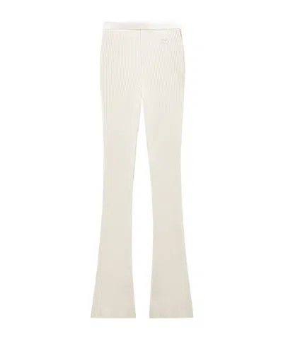 Courrèges Ribbed-knit Flared Trousers In White