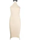 Courrèges Ribbed-knit Halterneck Dress In Neutrals