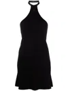 Courrèges Ribbed-knit Halterneck Minidress In Black