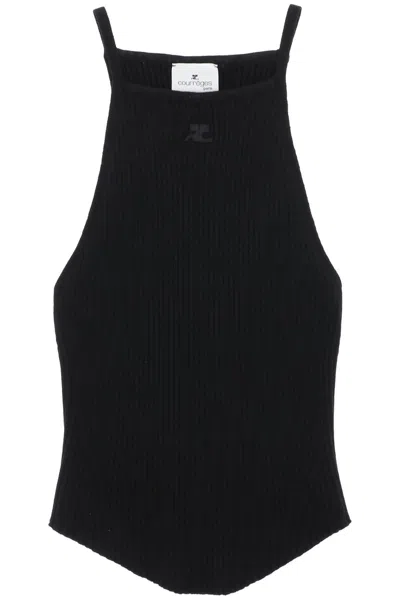 Courrèges "ribbed Knit Holistic Top In Black