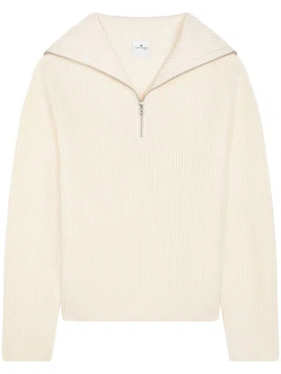 COURRÈGES RIBBED-KNIT HOODED SWEATER