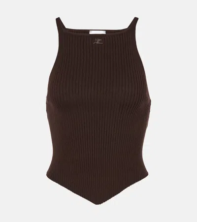 Courrèges Courreges Signature Pointy Ribbed Knit Top Women In Black
