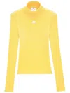 Courrèges Logo Print Ribbed Jumper In Yellow