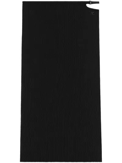 COURRÈGES RIBBED-KNIT MIDI SKIRT