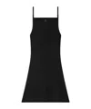 Courrèges Abito Corto In Viscosa A Coste Con Ricamo Logo In Black