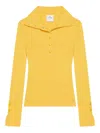 Courrèges Ribbed-knit Polo Top In Yellow