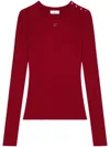 Courrèges Ribbed-knit Press-stud Jumper In Red